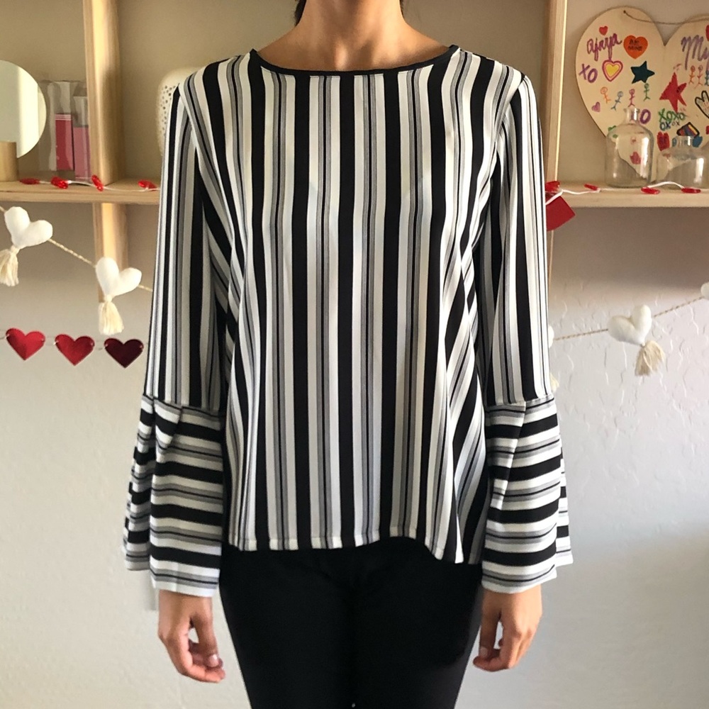 Black and white striped top